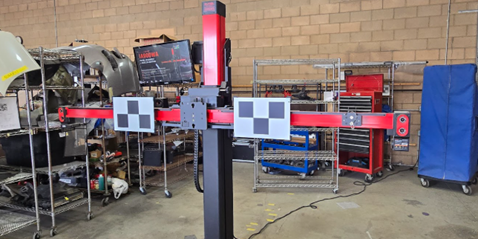 ADAS Calibration Equipment – CARSTAR Allstar Collision Advanced ADAS calibration equipment at CARSTAR Allstar Collision used for Tesla and modern vehicle safety system recalibration